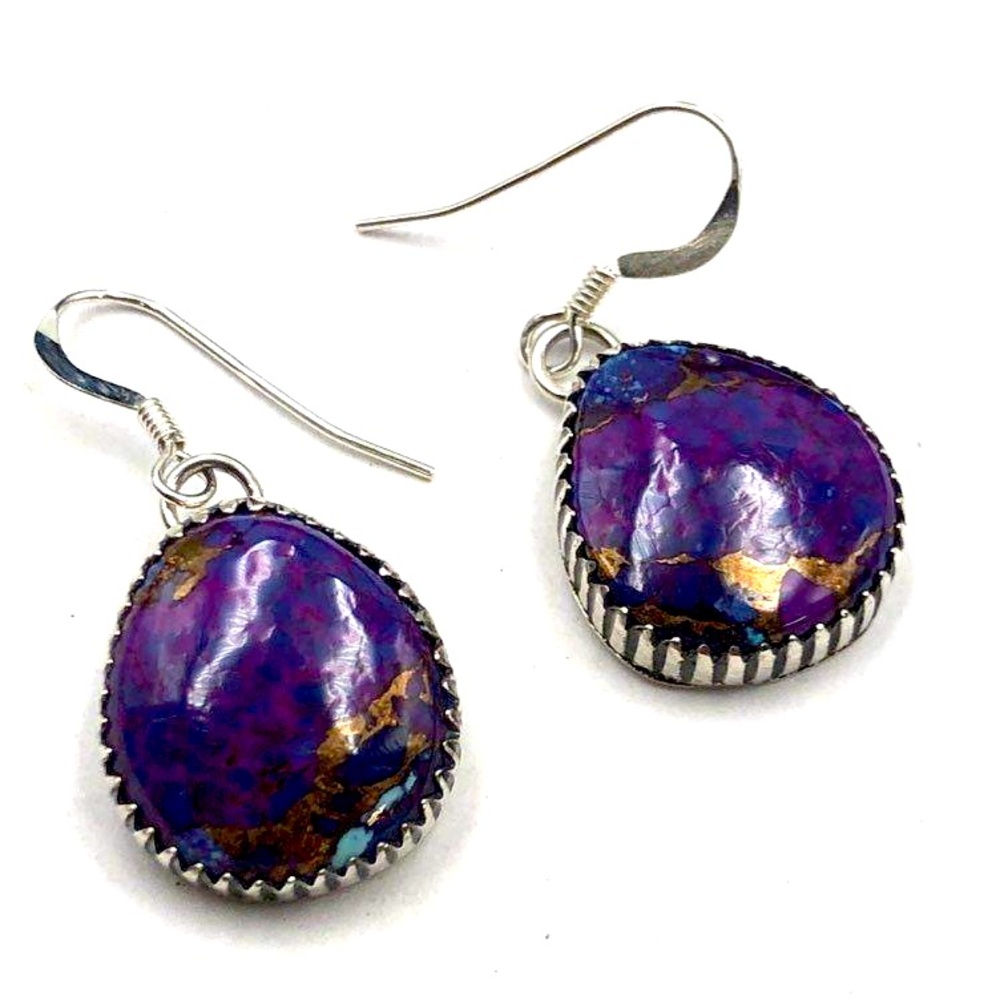 Navajo Garrison Boyd Mojave Purple Turquoise Earrings